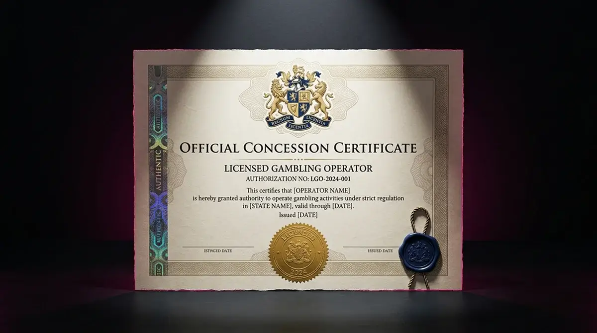Symboliczna ilustracja jedynego licencjonowanego polskiego operatora kasyna online z godłem koncesji